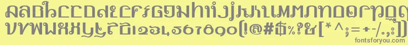 LinotypemhaithaipeFace-fontti – harmaat kirjasimet keltaisella taustalla