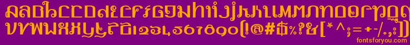 フォントLinotypemhaithaipeFace – 紫色の背景にオレンジのフォント