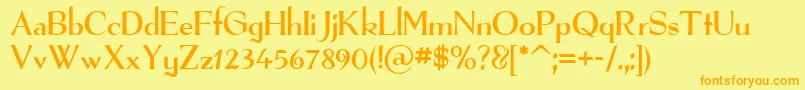 Weitere Informationen zur Therfont-Schriftart Therfont-Schriftart – Orangefarbene Schriften auf gelbem Hintergrund