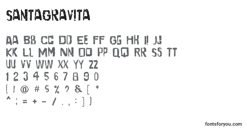 Schriftart SantaGravita (74013) – Alphabet, Zahlen, spezielle Symbole
