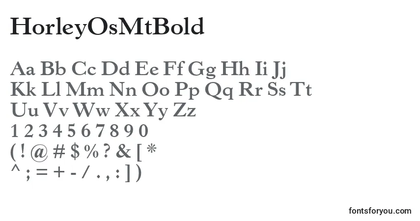 Czcionka HorleyOsMtBold – alfabet, cyfry, specjalne znaki