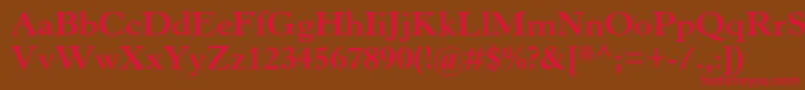 フォントHorleyOsMtBold – 赤い文字が茶色の背景にあります。