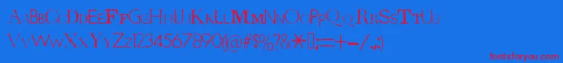 TerrorByteTrue-Schriftart – Rote Schriften auf blauem Hintergrund