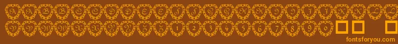 101heartframed-Schriftart – Orangefarbene Schriften auf braunem Hintergrund