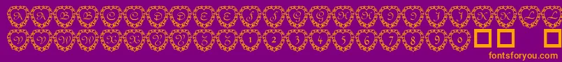 fuente 101heartframed – Fuentes Naranjas Sobre Fondo Morado