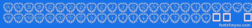 101heartframed-fontti – vaaleanpunaiset fontit sinisellä taustalla