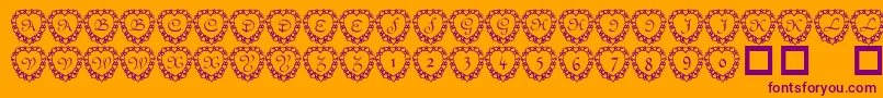 101heartframed-Schriftart – Violette Schriften auf orangefarbenem Hintergrund