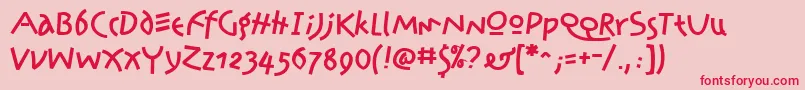 PrawnHandwriteRegular Font – Red Fonts on Pink Background