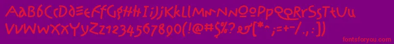 PrawnHandwriteRegular Font – Red Fonts on Purple Background