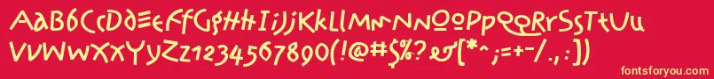 PrawnHandwriteRegular Font – Yellow Fonts on Red Background