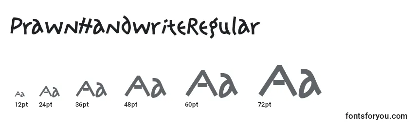 PrawnHandwriteRegular Font Sizes