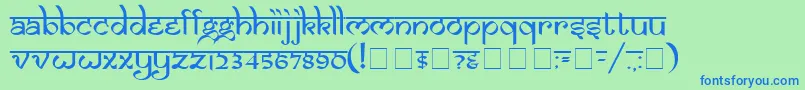 フォントSamarn – 青い文字は緑の背景です。