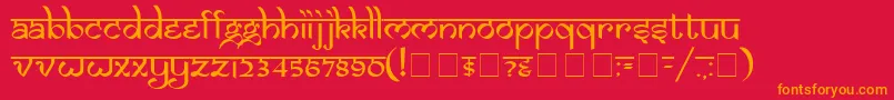 フォントSamarn – 赤い背景にオレンジの文字