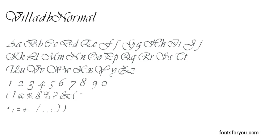 A fonte VilladbNormal – alfabeto, números, caracteres especiais