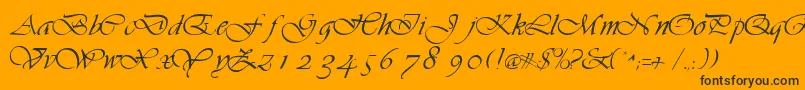 VilladbNormal-Schriftart – Schwarze Schriften auf orangefarbenem Hintergrund