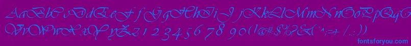 VilladbNormal-Schriftart – Blaue Schriften auf violettem Hintergrund