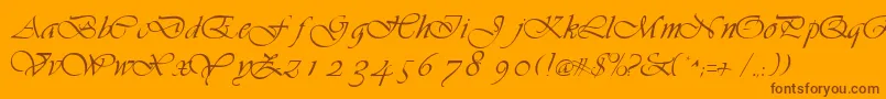 VilladbNormal-Schriftart – Braune Schriften auf orangefarbenem Hintergrund