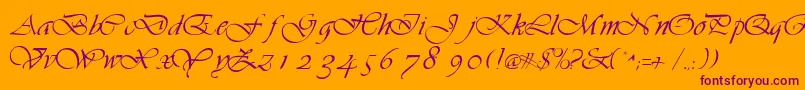 VilladbNormal-Schriftart – Violette Schriften auf orangefarbenem Hintergrund