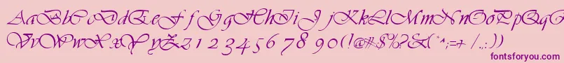 VilladbNormal-Schriftart – Violette Schriften auf rosa Hintergrund