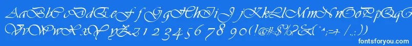 VilladbNormal-Schriftart – Weiße Schriften auf blauem Hintergrund