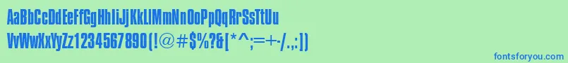 フォントCompressedRegular – 青い文字は緑の背景です。