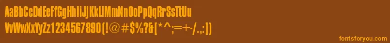 Fonte CompressedRegular – fontes laranjas em um fundo marrom