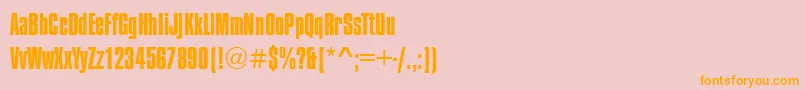 フォントCompressedRegular – オレンジの文字がピンクの背景にあります。