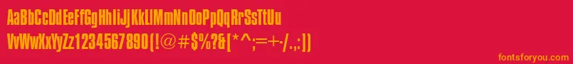 フォントCompressedRegular – 赤い背景にオレンジの文字