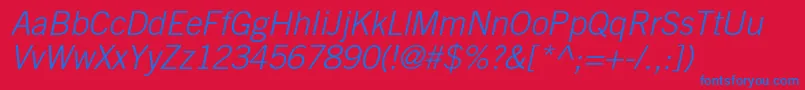 TradegothicltstdLightobl Font – Blue Fonts on Red Background