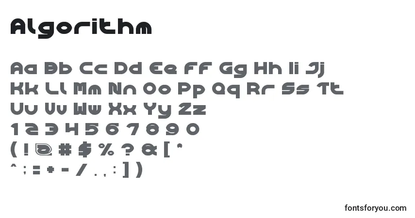 Czcionka Algorithm – alfabet, cyfry, specjalne znaki