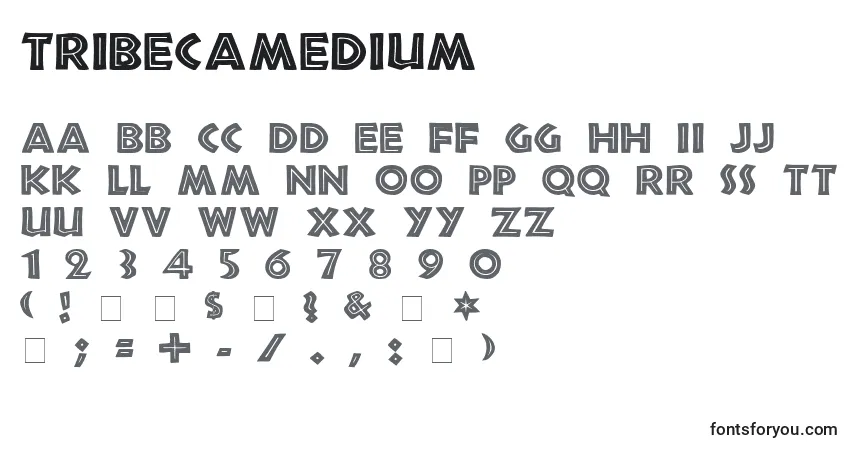 Czcionka TribecaMedium – alfabet, cyfry, specjalne znaki