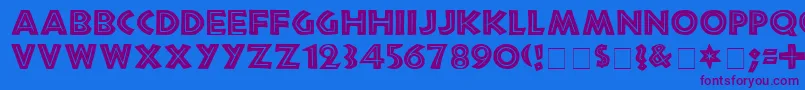TribecaMedium-Schriftart – Violette Schriften auf blauem Hintergrund