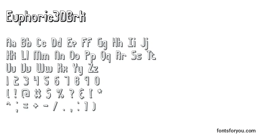 Шрифт Euphoric3DBrk – алфавит, цифры, специальные символы