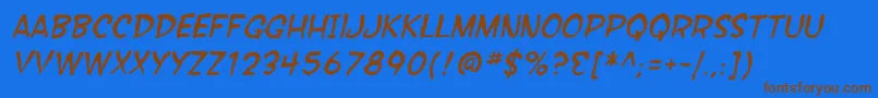SfWonderComicBlotchItalic Font – Brown Fonts on Blue Background