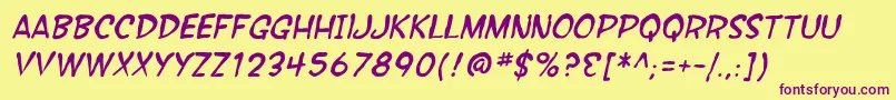 SfWonderComicBlotchItalic Font – Purple Fonts on Yellow Background
