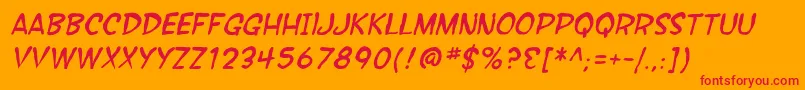 フォントSfWonderComicBlotchItalic – オレンジの背景に赤い文字