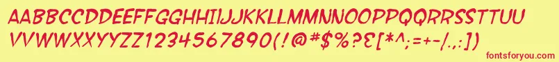 SfWonderComicBlotchItalic Font – Red Fonts on Yellow Background