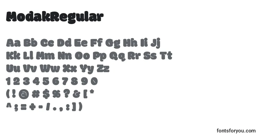 Schriftart ModakRegular – Alphabet, Zahlen, spezielle Symbole