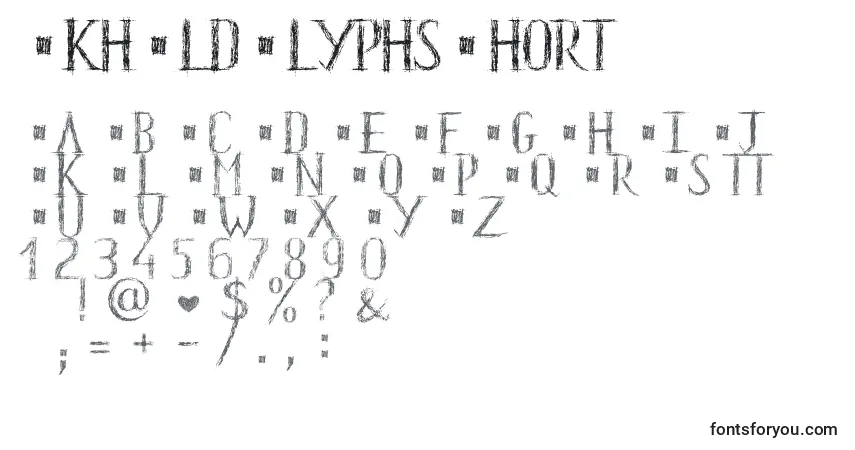 Schriftart HkhOldGlyphsShort – Alphabet, Zahlen, spezielle Symbole