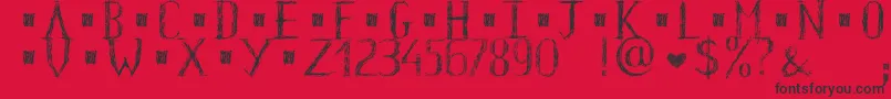 フォントHkhOldGlyphsShort – 赤い背景に黒い文字