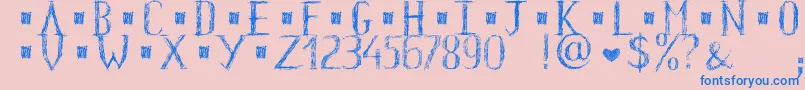 HkhOldGlyphsShort-Schriftart – Blaue Schriften auf rosa Hintergrund