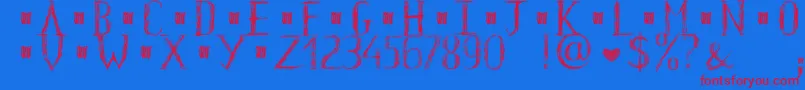 HkhOldGlyphsShort Font – Red Fonts on Blue Background