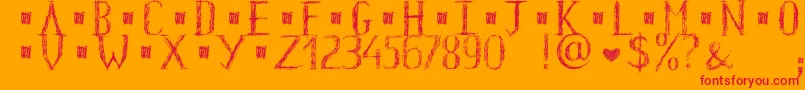 HkhOldGlyphsShort Font – Red Fonts on Orange Background