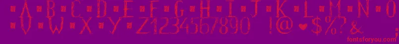 HkhOldGlyphsShort-Schriftart – Rote Schriften auf violettem Hintergrund