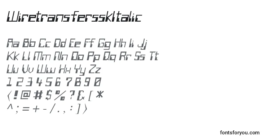 A fonte WiretransfersskItalic – alfabeto, números, caracteres especiais