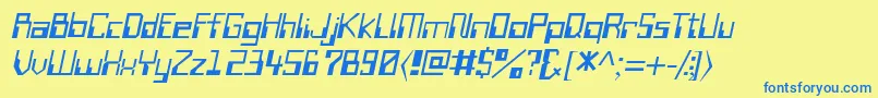 フォントWiretransfersskItalic – 青い文字が黄色の背景にあります。