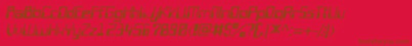 WiretransfersskItalic-Schriftart – Braune Schriften auf rotem Hintergrund