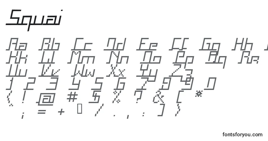 Fuente Squai - alfabeto, números, caracteres especiales