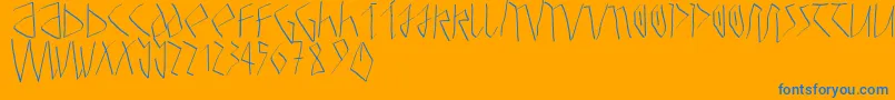 Athena-Schriftart – Blaue Schriften auf orangefarbenem Hintergrund