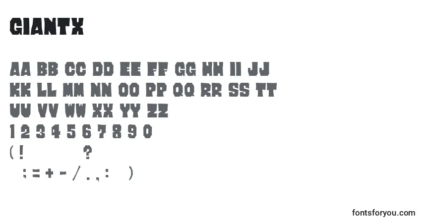 Шрифт Giantx – алфавит, цифры, специальные символы